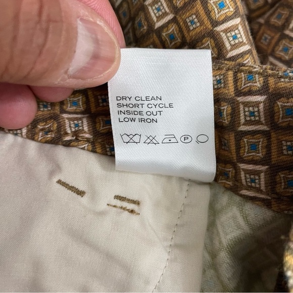 Etcetera Brown Geometric Print Slim Ankle Pants Size 6 Stretch Cotton Blend - Picture 10 of 13